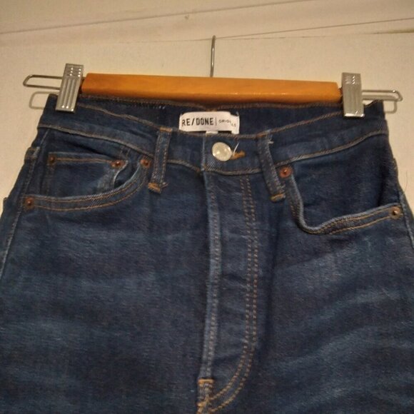 Re / Done Originals Sz 26 'Ultra High Rise Ankle Crop' Dark Wash - Picture 3 of 11